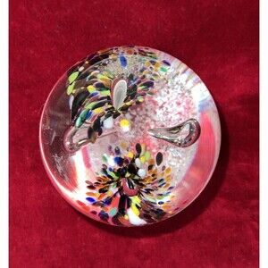 Adam Jablonski AJ Crystal Paperweight, Calla Lily Multicolor Fused Glass Bubbles